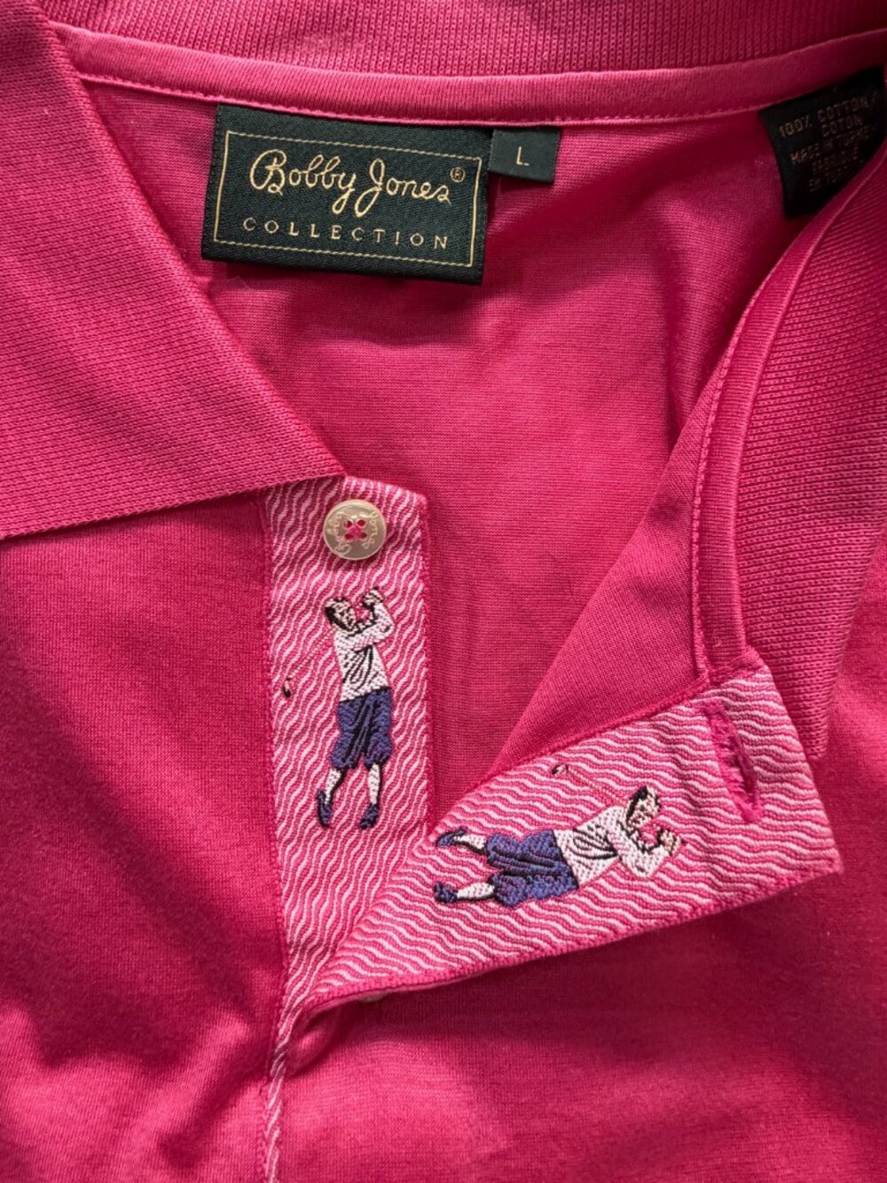 Bobby Jones Collection Westhill Solid Mercerized Cotton Polo Pink Fuschia Sz. L - Picture 8 of 8